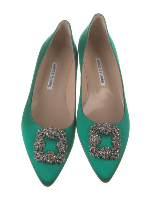 Manolo Blahnik Satin Crystal Embellishments Flats