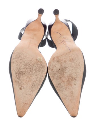 Manolo Blahnik Suede Whipstitch Trim Slingback Pumps