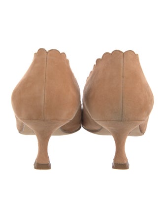 Manolo Blahnik Suede Scalloped Accent Pumps