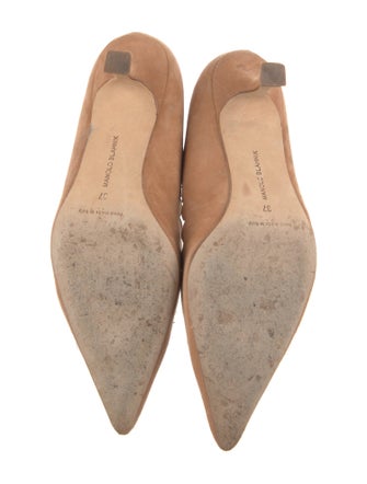 Manolo Blahnik Suede Scalloped Accent Pumps