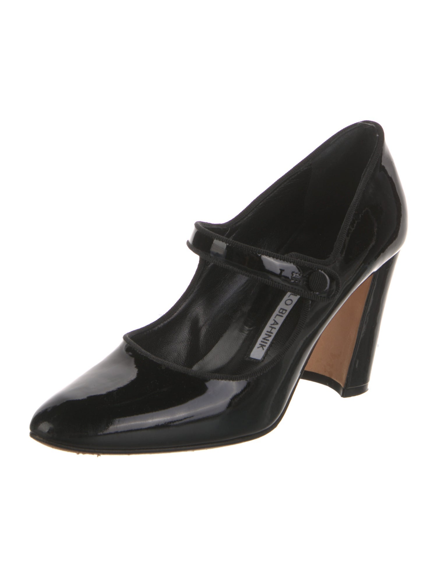 Manolo Blahnik Patent Leather Grosgrain Trim Pumps