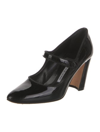 Manolo Blahnik Patent Leather Grosgrain Trim Pumps