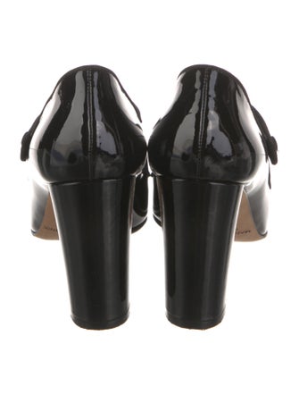 Manolo Blahnik Patent Leather Grosgrain Trim Pumps