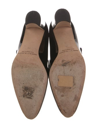 Manolo Blahnik Patent Leather Grosgrain Trim Pumps