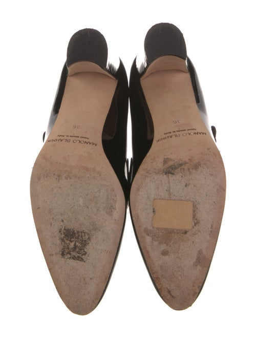 Manolo Blahnik Patent Leather Grosgrain Trim Pumps