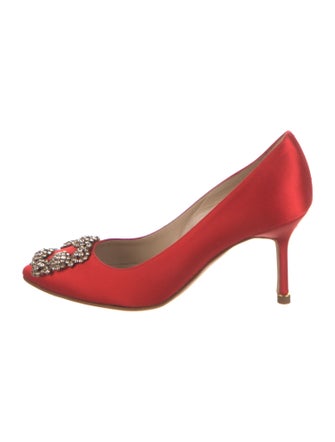 Manolo Blahnik Satin Crystal Embellishments Pumps