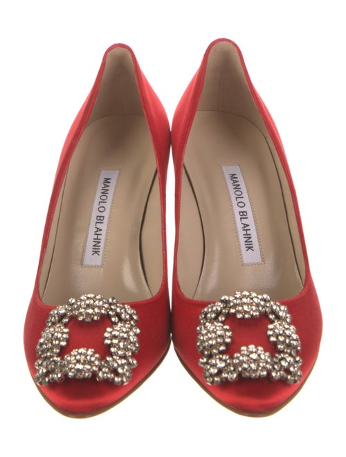 Manolo Blahnik Satin Crystal Embellishments Pumps