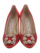 Manolo Blahnik Satin Crystal Embellishments Pumps