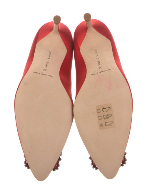 Manolo Blahnik Satin Crystal Embellishments Pumps