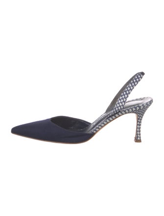 Manolo Blahnik Snakeskin Slingback Pumps