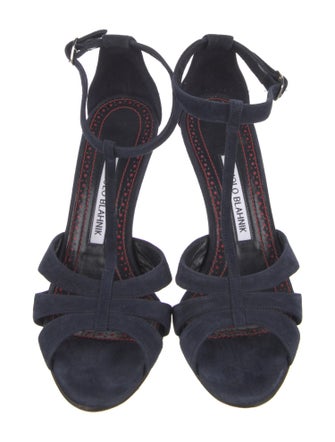 Manolo Blahnik Suede T-Strap Sandals