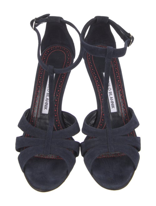 Manolo Blahnik Suede T-Strap Sandals