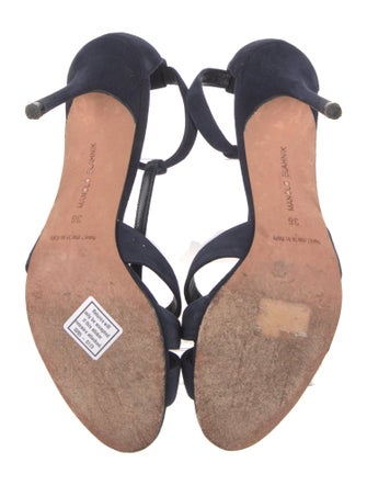 Manolo Blahnik Suede T-Strap Sandals