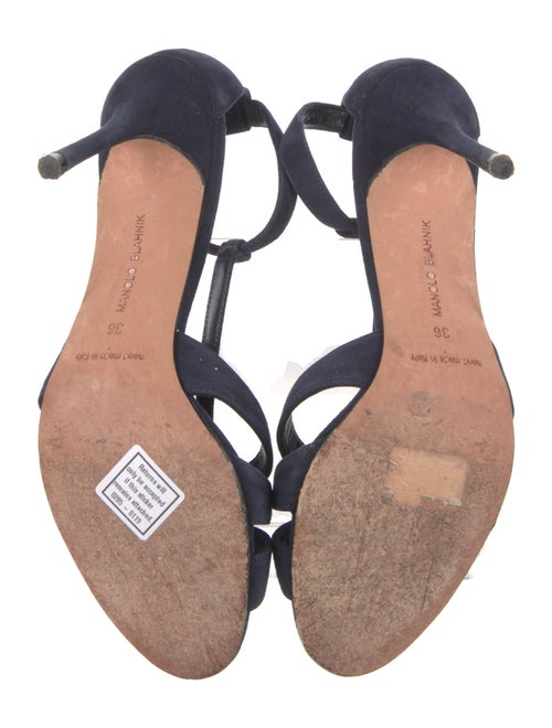 Manolo Blahnik Suede T-Strap Sandals