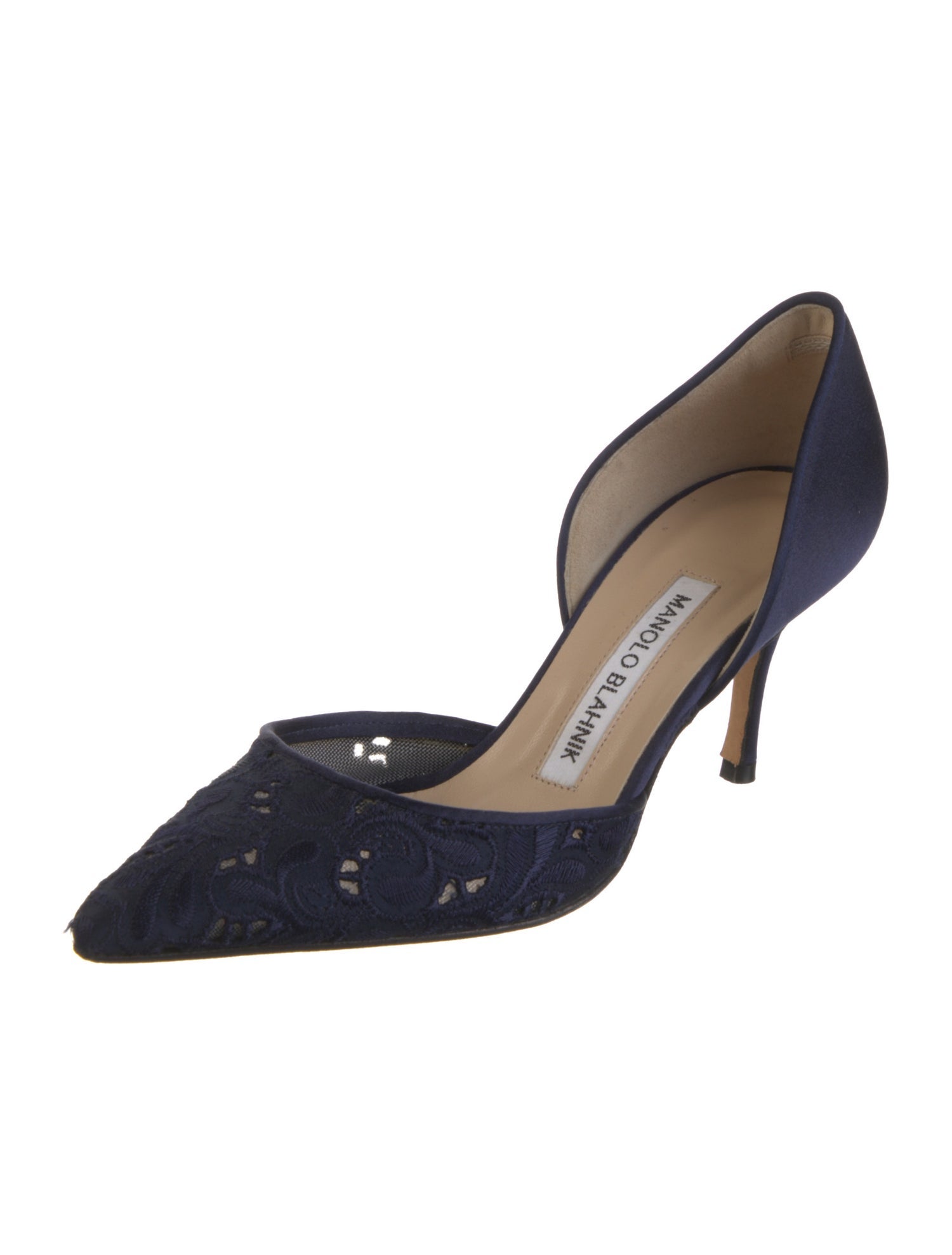 Manolo Blahnik Satin D'Orsay Pumps