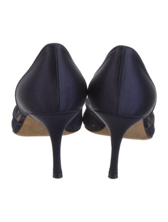 Manolo Blahnik Satin D'Orsay Pumps