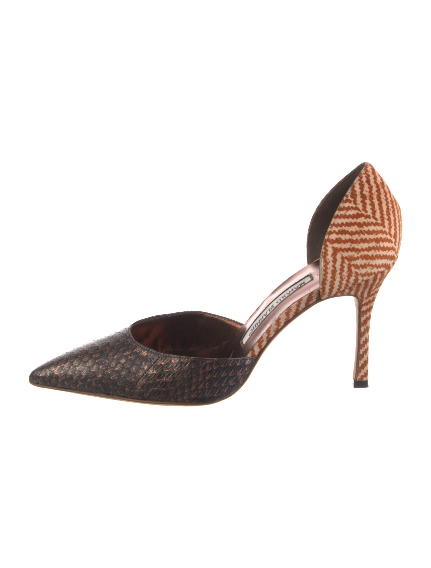 Manolo Blahnik Snakeskin Animal Print D'Orsay Pumps