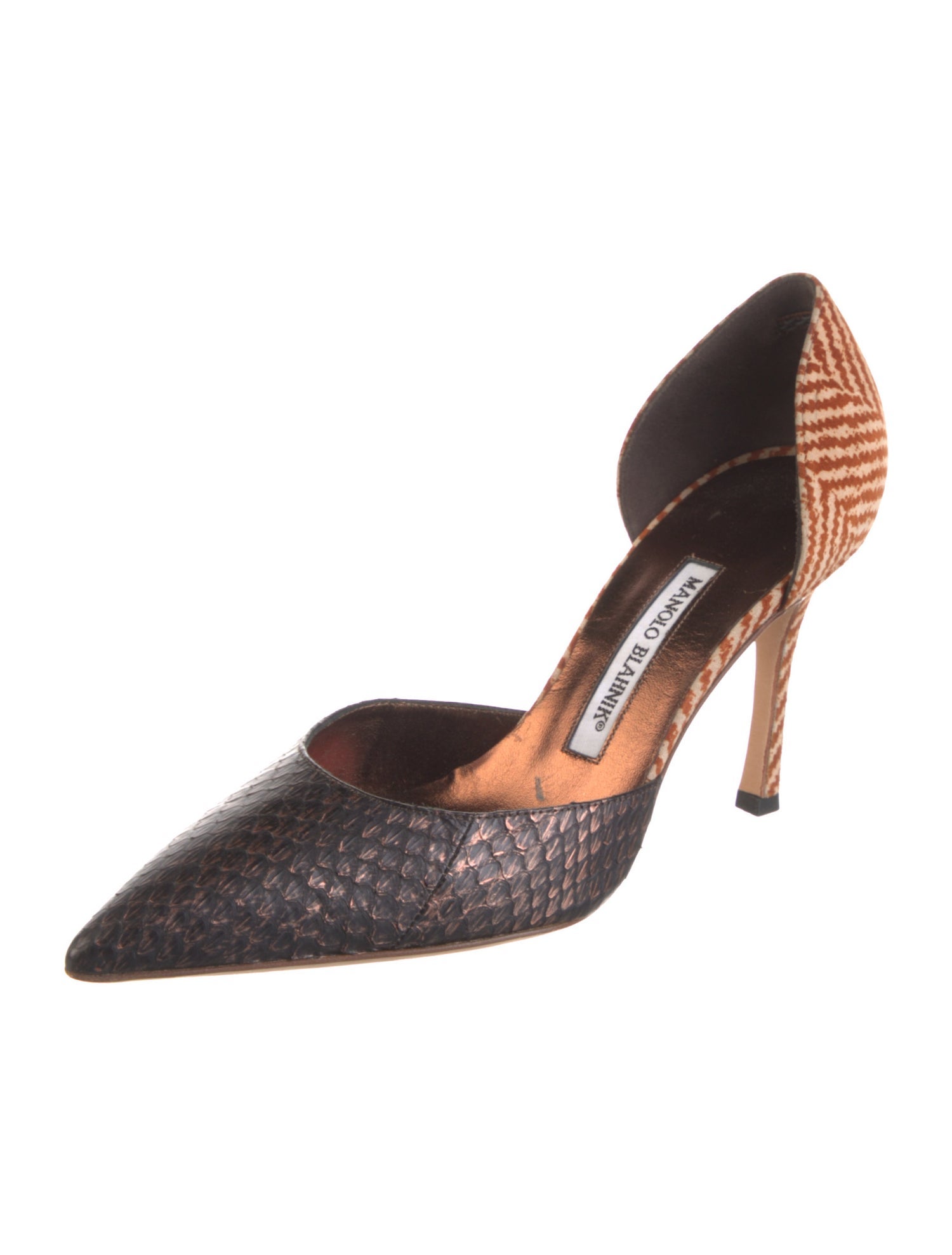 Manolo Blahnik Snakeskin Animal Print D'Orsay Pumps