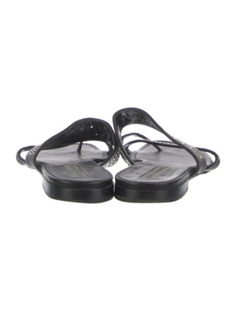 Manolo Blahnik Leather Studded Accents Flats