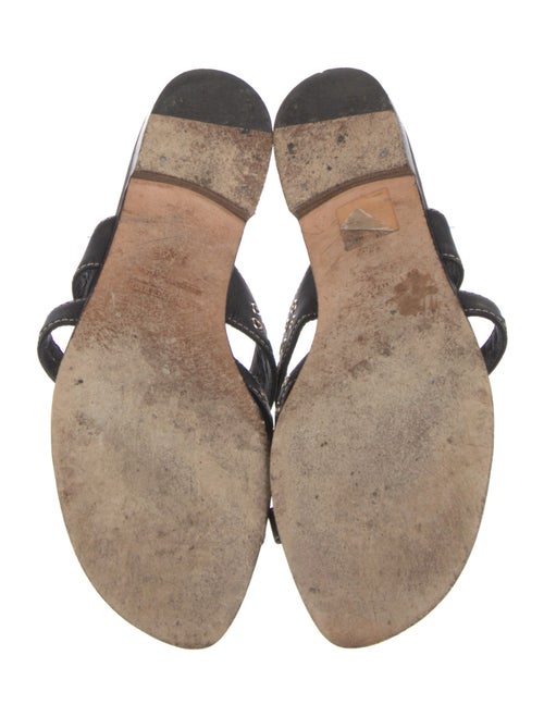 Manolo Blahnik Leather Studded Accents Flats