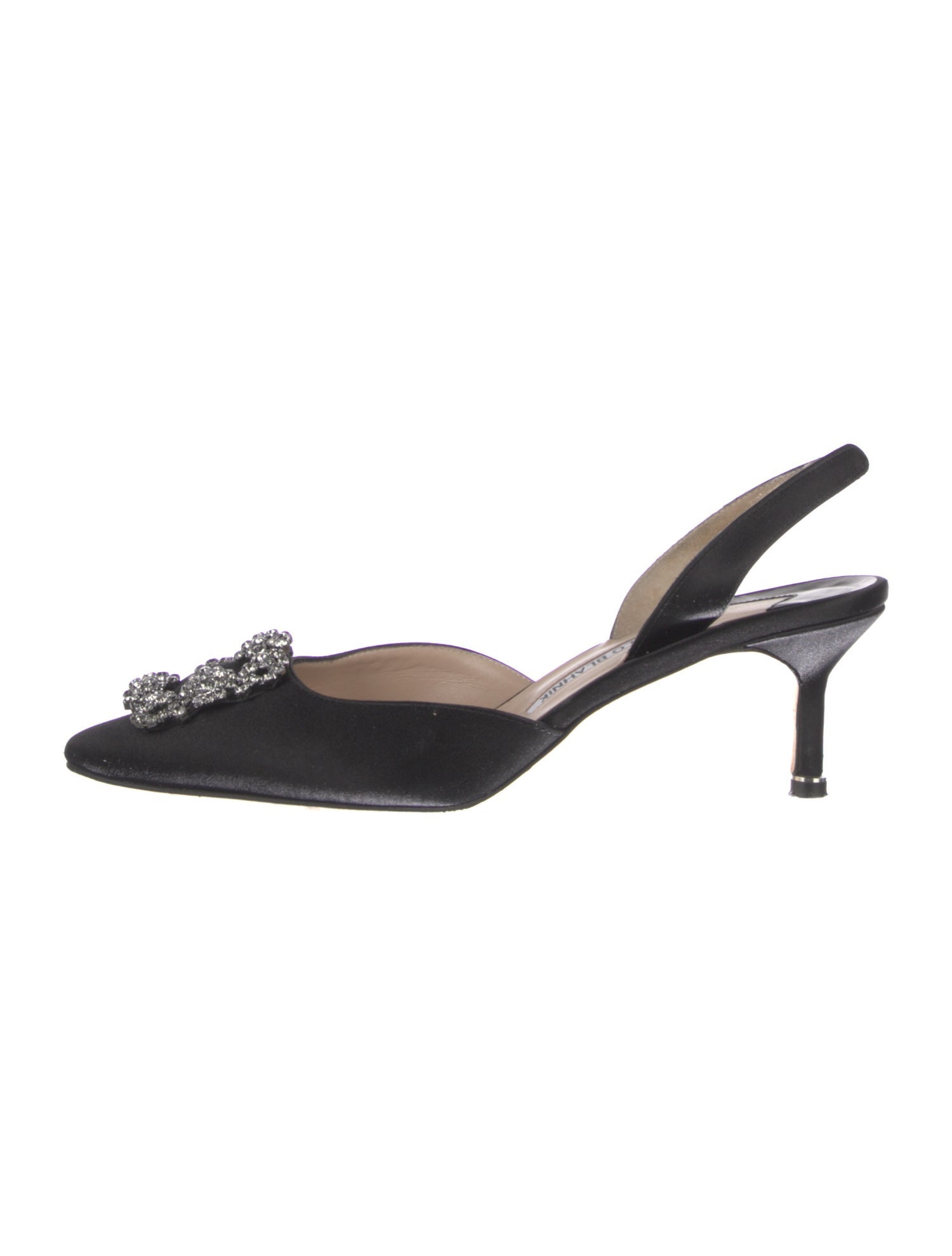 Manolo Blahnik Satin Crystal Embellishments Slingback Pumps