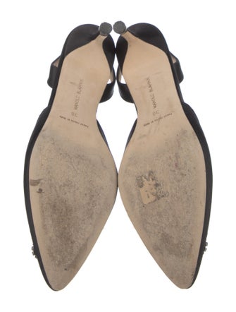 Manolo Blahnik Satin Crystal Embellishments Slingback Pumps