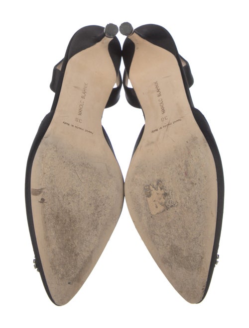 Manolo Blahnik Satin Crystal Embellishments Slingback Pumps