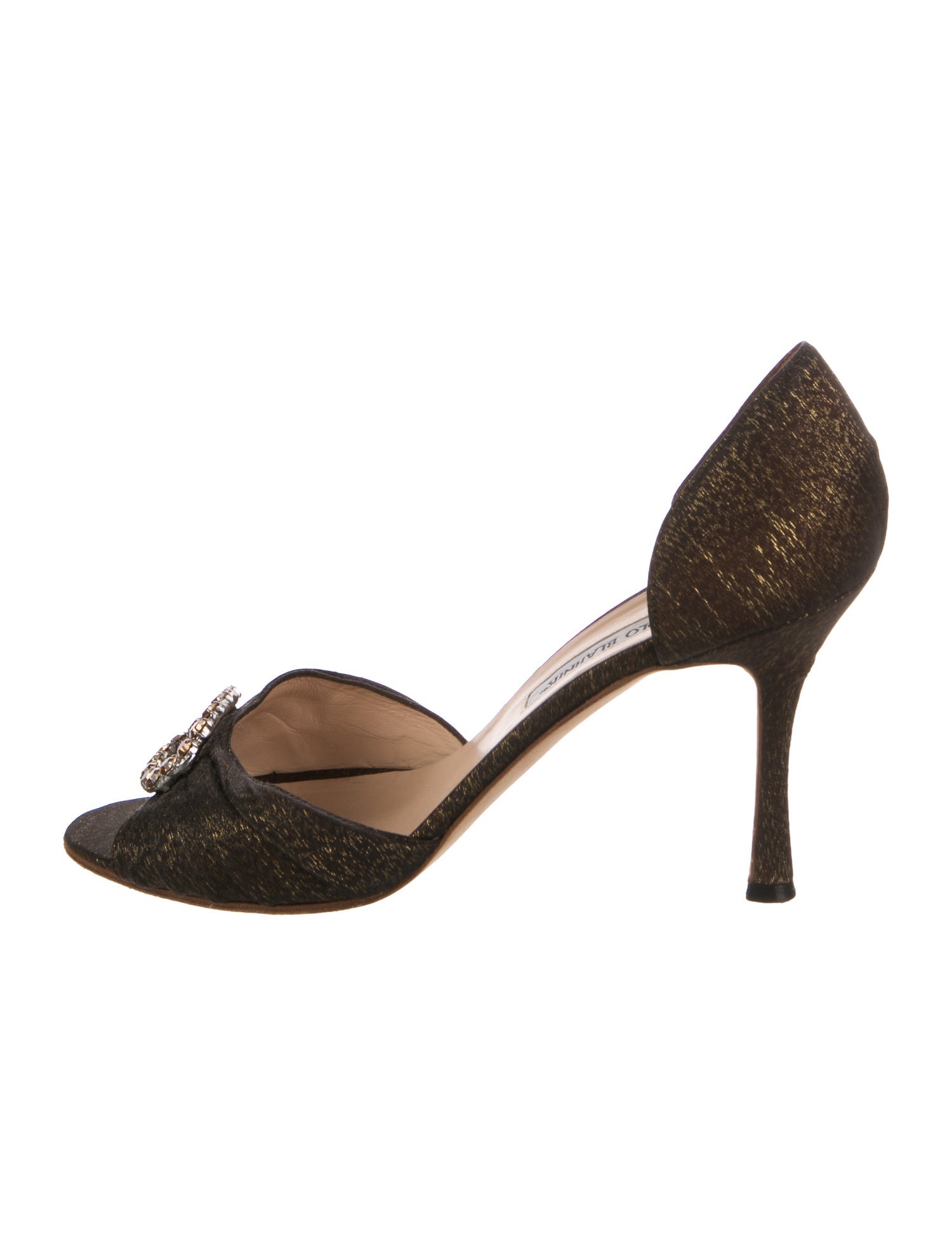 Manolo Blahnik Satin Crystal Embellishments Sandals