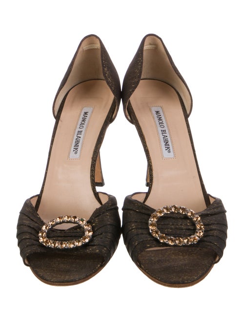 Manolo Blahnik Satin Crystal Embellishments Sandals