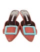 Manolo Blahnik Suede Colorblock Pattern Mules
