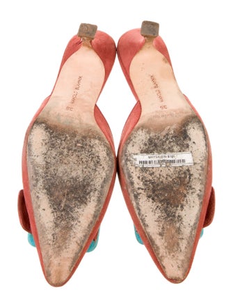 Manolo Blahnik Suede Colorblock Pattern Mules