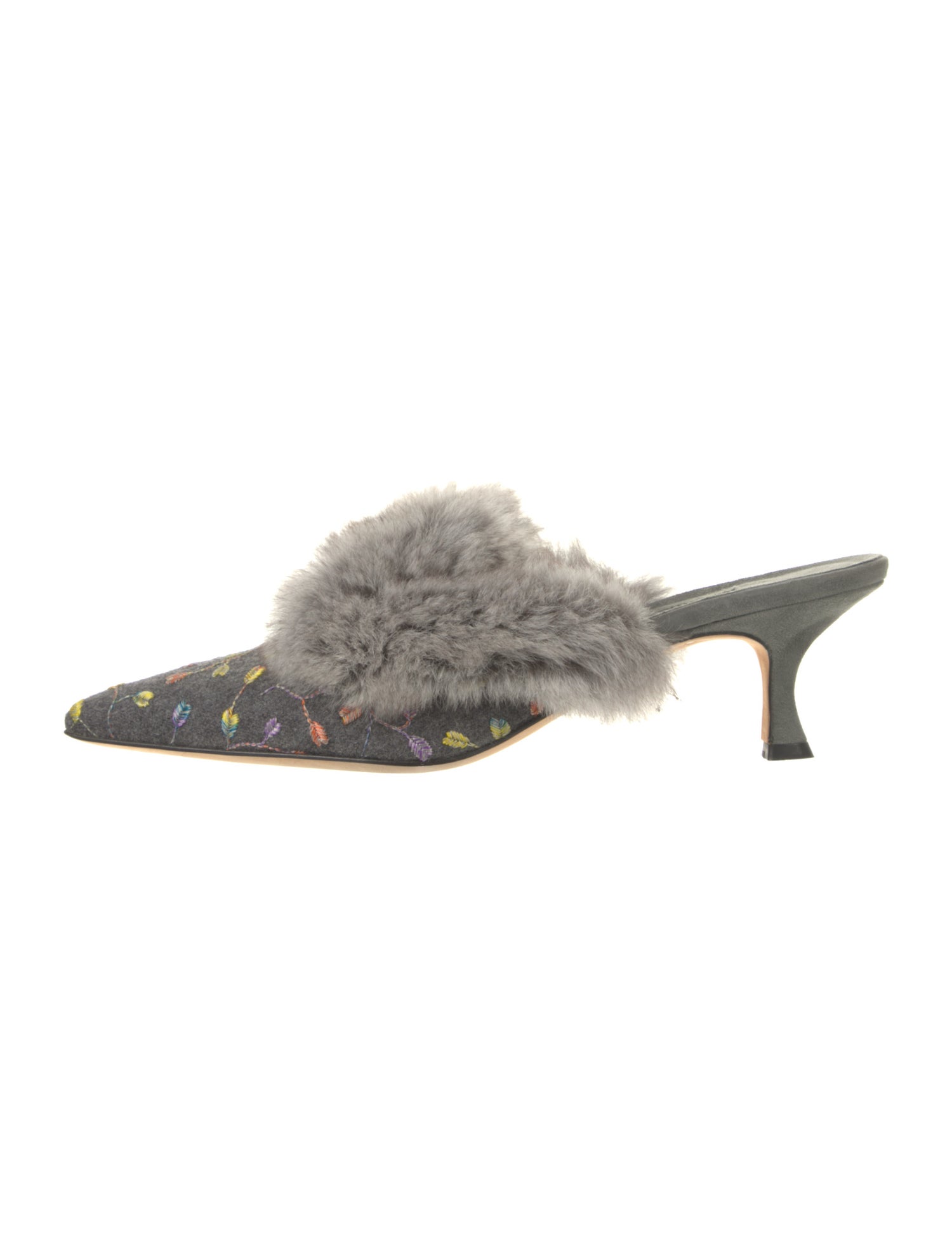 Manolo Blahnik Fur Patterned Mules