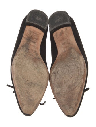 Manolo Blahnik Suede Bow Accents Ballet Flats