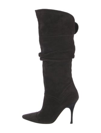 Manolo Blahnik Suede Slouch Boots