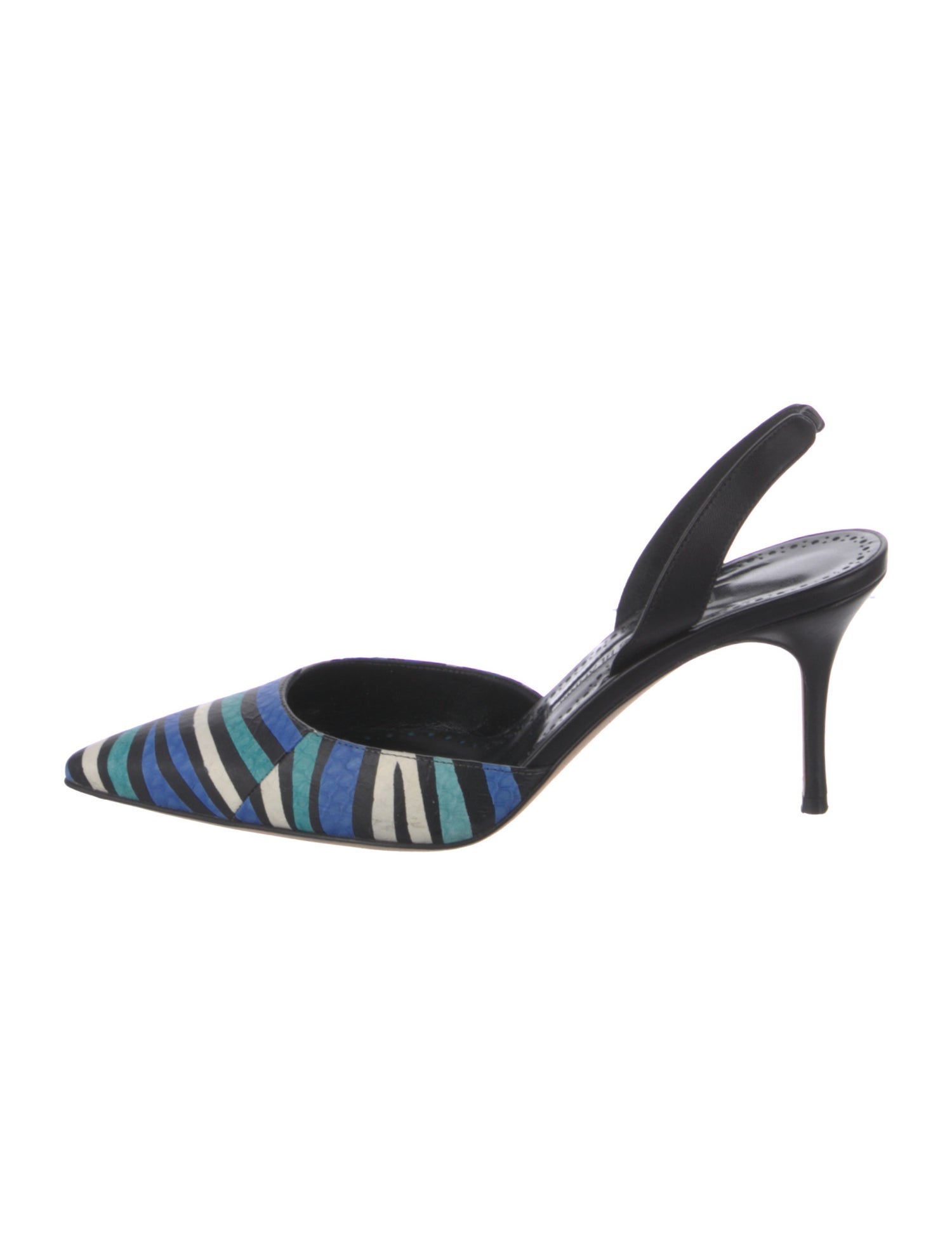 Manolo Blahnik Leather Printed Slingback Pumps