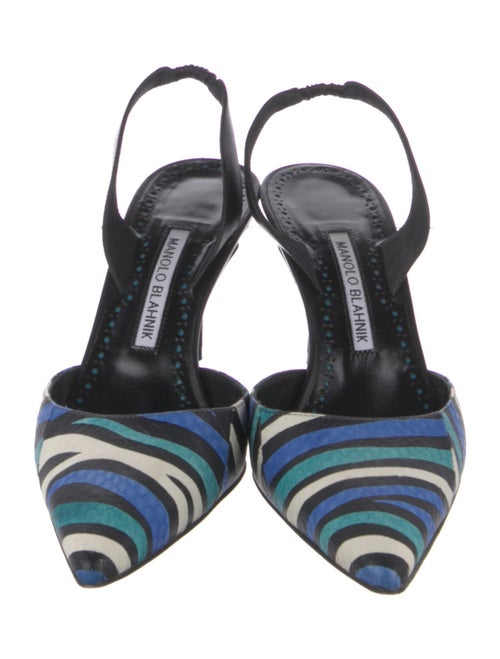 Manolo Blahnik Leather Printed Slingback Pumps