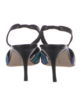 Manolo Blahnik Leather Printed Slingback Pumps