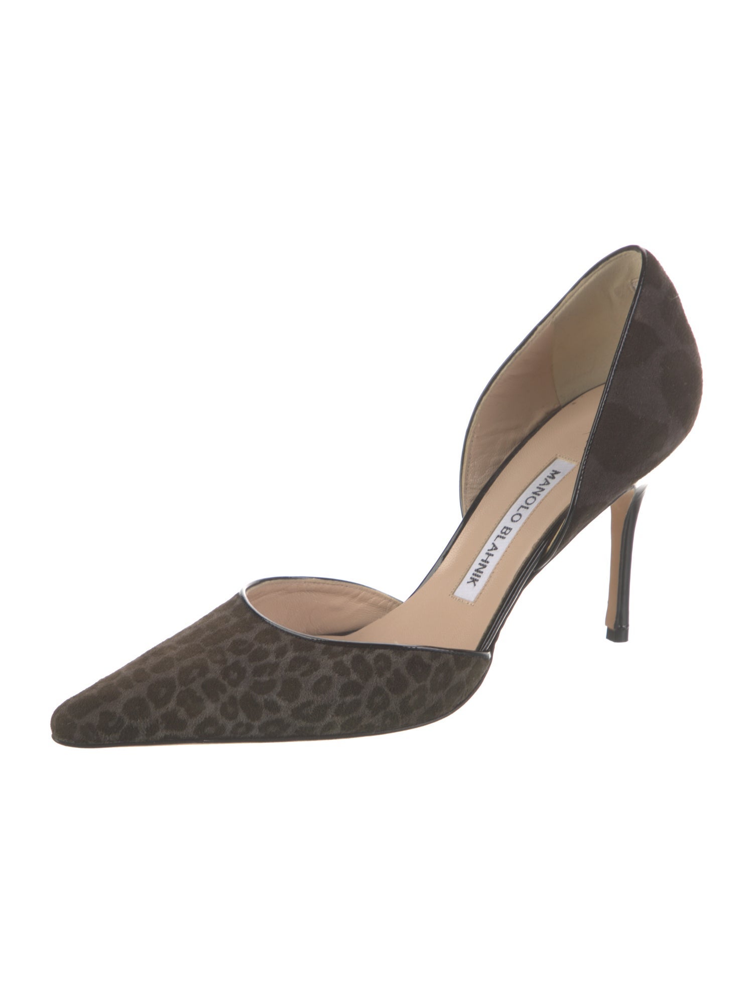 Manolo Blahnik Suede Animal Print D'Orsay Pumps