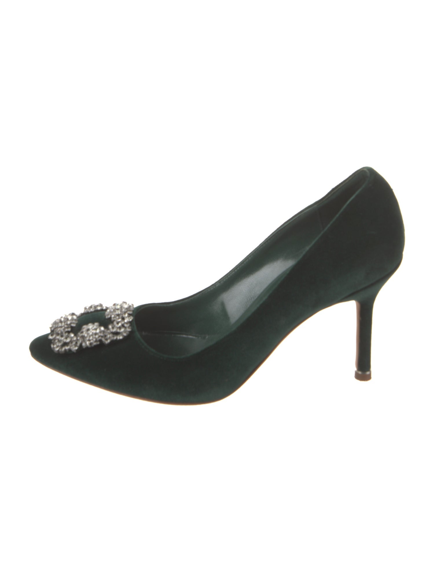 Manolo Blahnik Velvet Crystal Embellishments Pumps