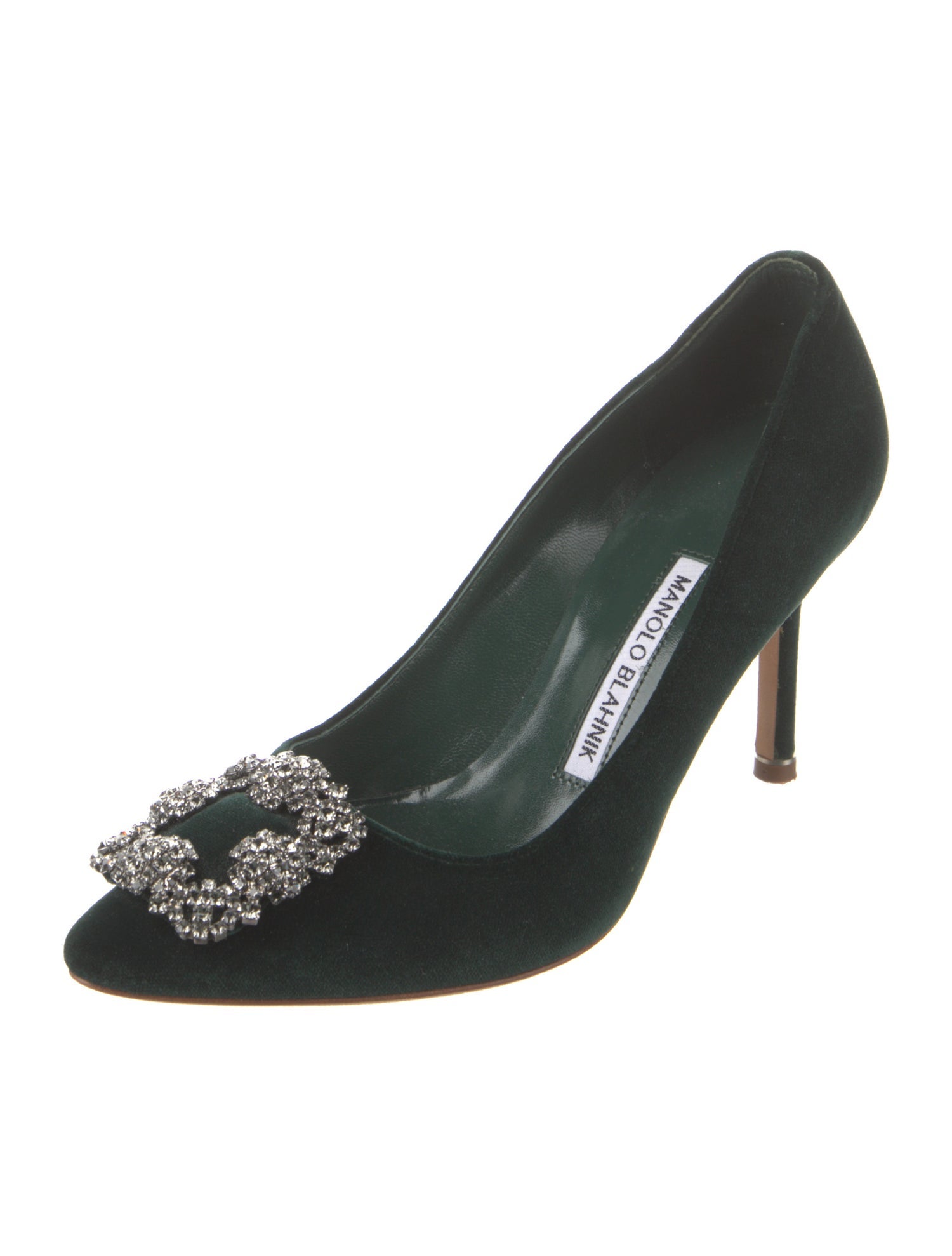 Manolo Blahnik Velvet Crystal Embellishments Pumps
