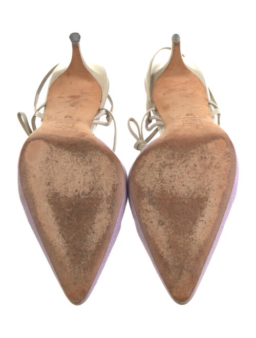 Manolo Blahnik Canvas Bow Accents Slingback Pumps