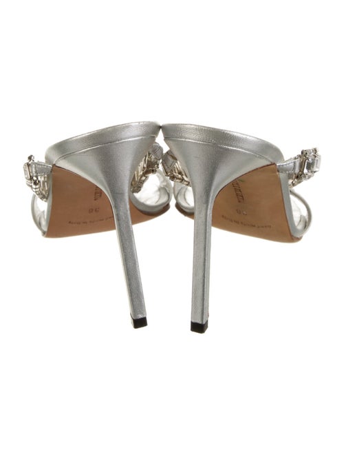 Manolo Blahnik Leather Crystal Embellishments Slides