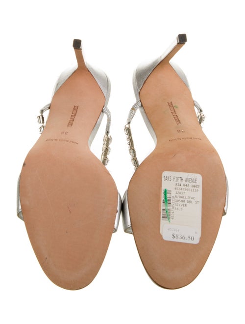 Manolo Blahnik Leather Crystal Embellishments Slides