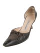 Manolo Blahnik Leather Scalloped Accent D'Orsay Pumps