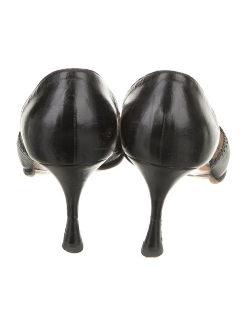 Manolo Blahnik Leather Scalloped Accent D'Orsay Pumps
