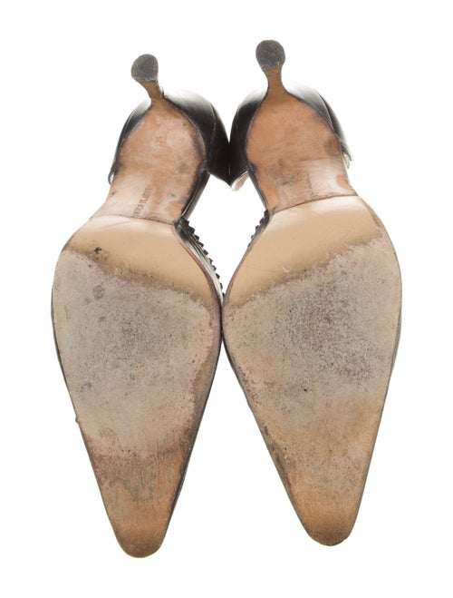 Manolo Blahnik Leather Scalloped Accent D'Orsay Pumps