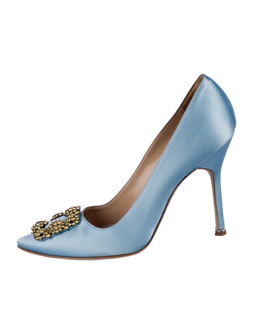 Manolo Blahnik Satin Crystal Embellishments Pumps