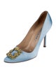 Manolo Blahnik Satin Crystal Embellishments Pumps