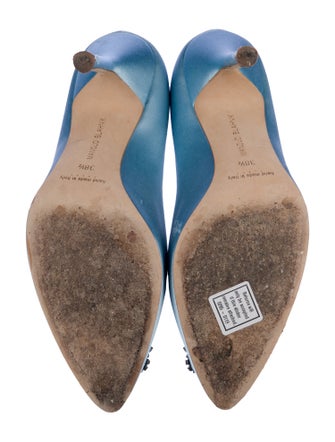Manolo Blahnik Satin Crystal Embellishments Pumps