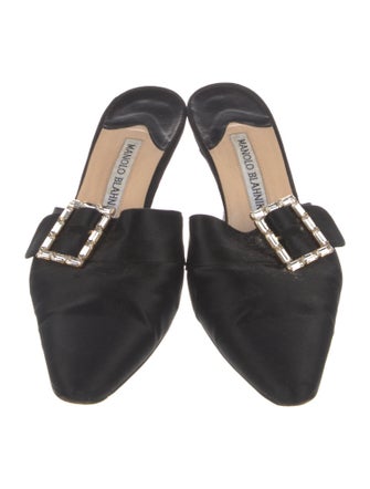 Manolo Blahnik Satin Crystal Embellishments Mules